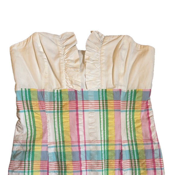 Lilly Pulitzer Size 12 Strapless Franco Cotton Dress Multi Summer Plaid - Picture 4 of 9